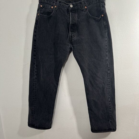 Levis 501 Jeans Mens 36x32‎ Black Straight Button Fly Denim Preppy Y2K - Picture 1 of 8